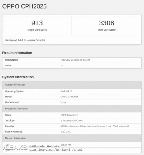 Geekbench Oppo Find X2