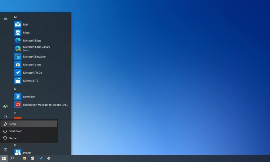 Sleep Windows 10