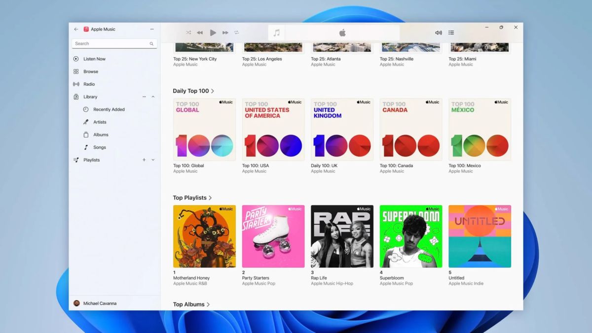 Для Windows 11 вышли новые версии Apple Music, Apple TV и Apple Devices