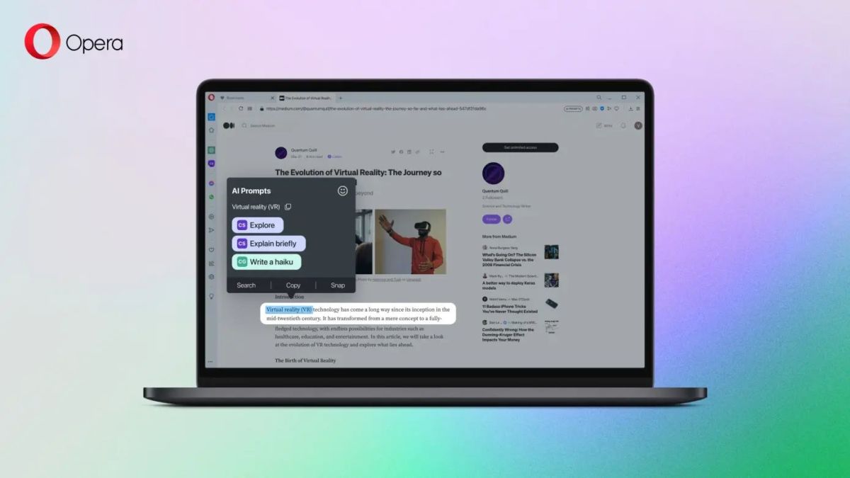 В браузер Opera интегрировали нейросети ChatGPT и ChatSonic