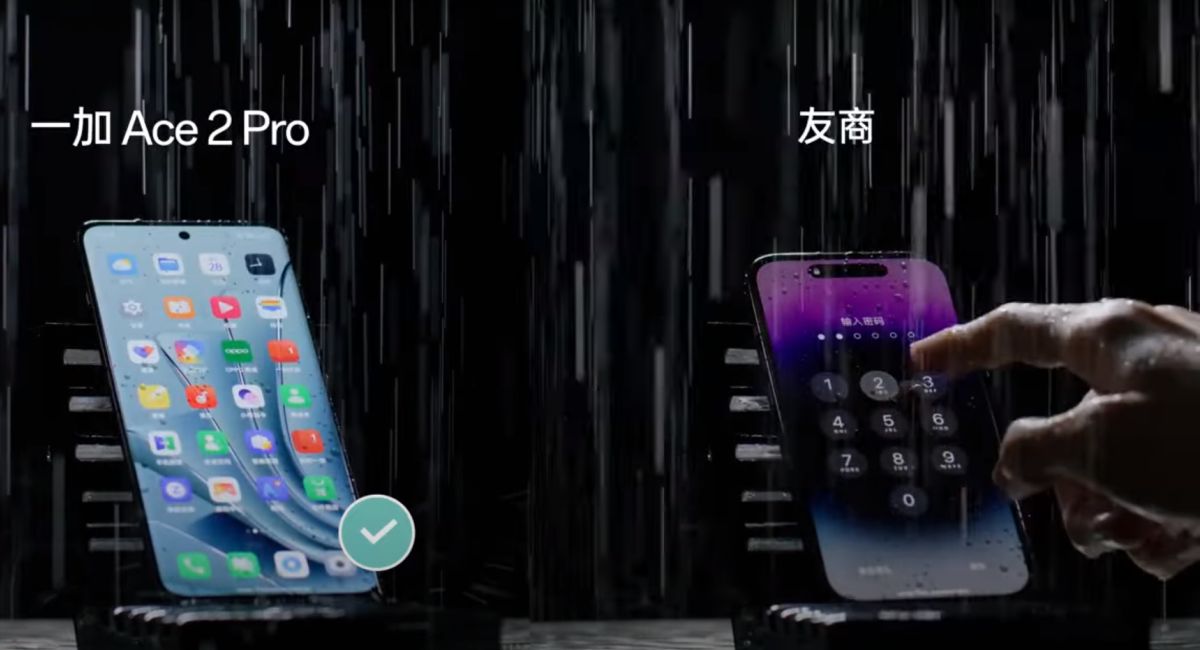Видео: OnePlus Ace 2 Pro залили водой и сравнили с iPhone 14 Pro Max
