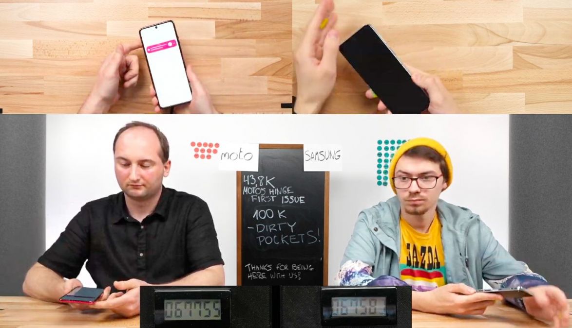 Motorola Razr 40 Ultra и Samsung Galaxy Z Flip5 проверяют несколько часов на прочность в прямом эфире