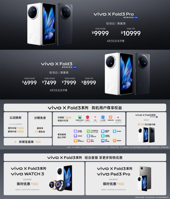 Представлены vivo X Fold3 и X Fold3 Pro: самые легкие «раскладушки» с мощным «железом»