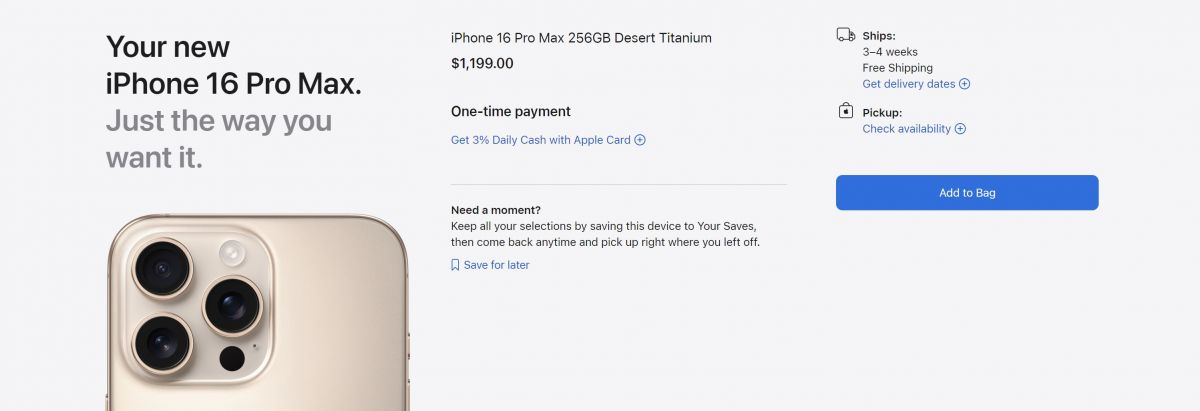 Apple распродала все iPhone 16 Pro Max за 18 минут