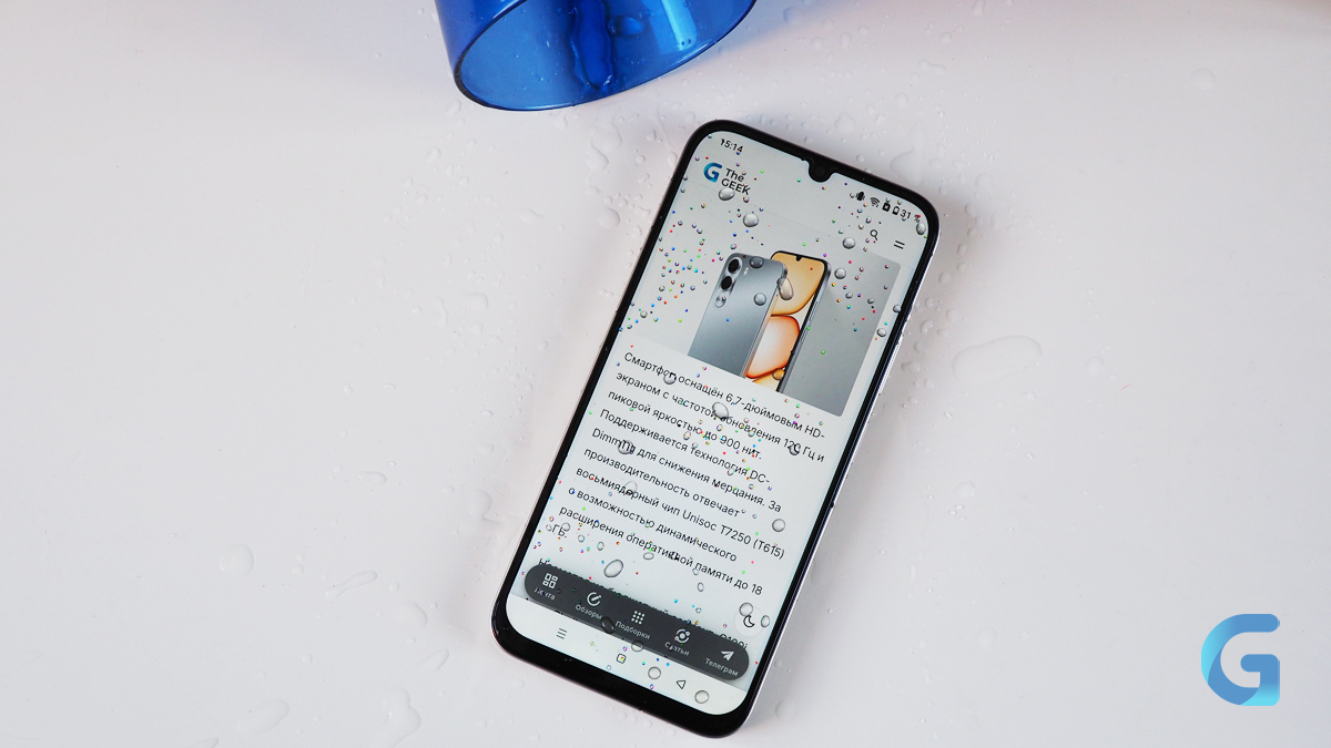Обзор realme C100x и вода