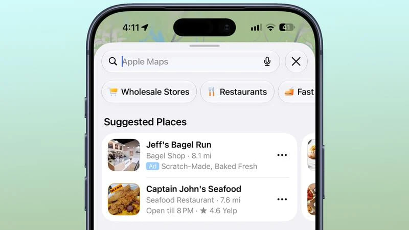 В Apple Maps на iPhone и iPad появилась реклама