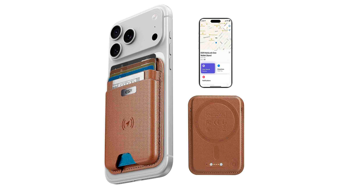 Кошелёк ESR Geo Wallet Stand с картами на iPhone и экраном поиска в «Локаторе»