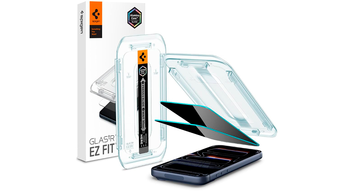 Защитное стекло Spigen GLAS.tR EZ Fit с рамками для установки на iPhone